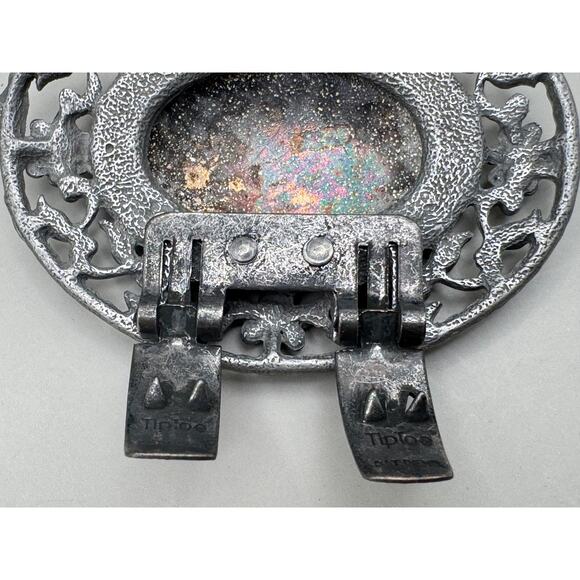 Vintage Signed Tip Toe Guilloche Enamel Hand Painted Rose Shoe Clips - Picture 8 of 10